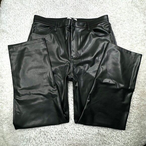 Abercrombie & Fitch Vegan Leather 90's Straight Ultra HR Pant 33X30 NEW - Picture 7 of 11
